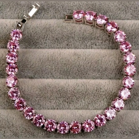 Pink Topaz Tennis Bracelet - 7" - Picture 1 of 5